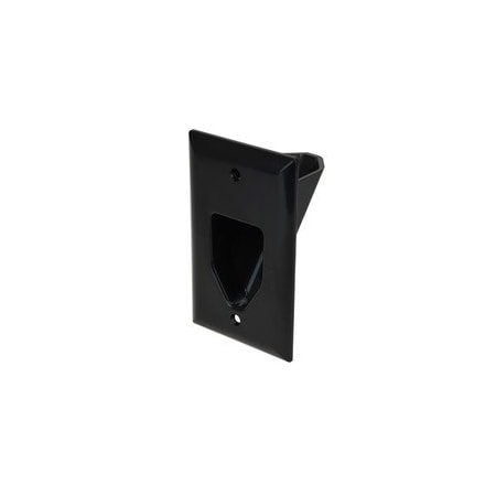 Cable Wholesale 1-Gang Recessed Low Voltage Cable Plate, Black 45-0001-BK